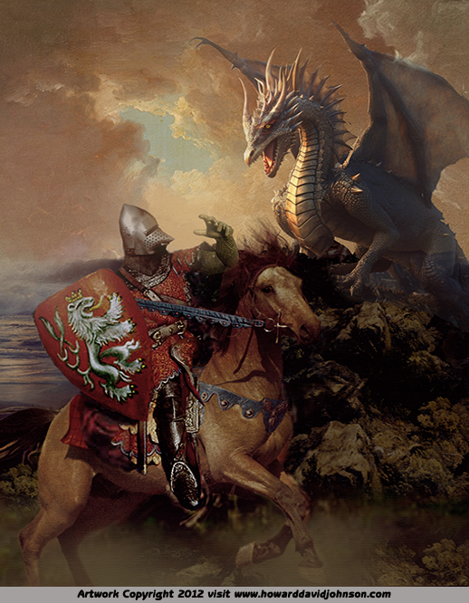 King Uther and the dragons breath painting King Arthur legend artwork